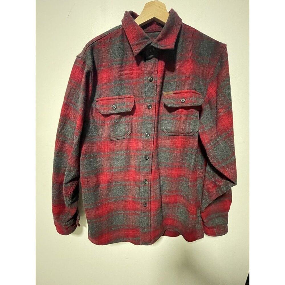 Orvis Blanket Shirt Red Gray Side Front Pockets Men’s Medium